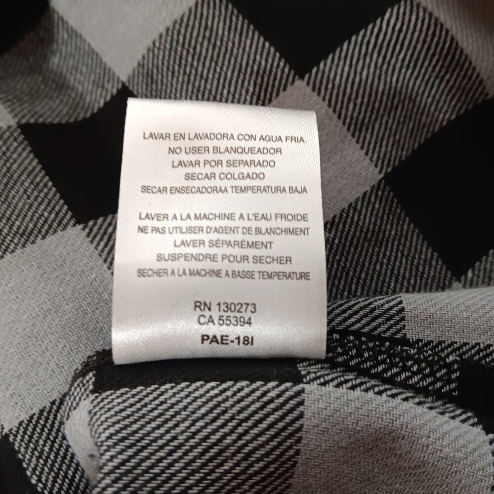 Wrangler Wrancher Shirt Women M Flannel Black Gray Plaid Pearl Snap New Western - Picture 5 of 14